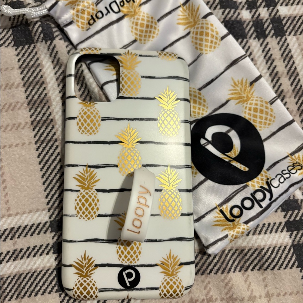 Loopy iPhone 11/XR Case Pineapple Phone Case - Gold and White